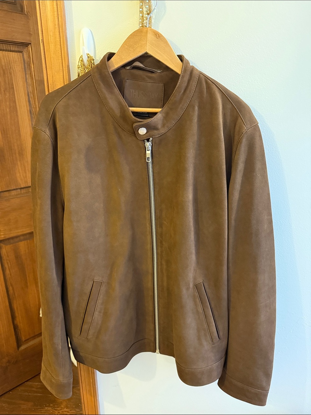 Men's Brown Suede Bomber Jacket NWOT